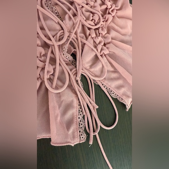 Ruffled Pink Lace-Up Bodysuit - Picture 5 of 16